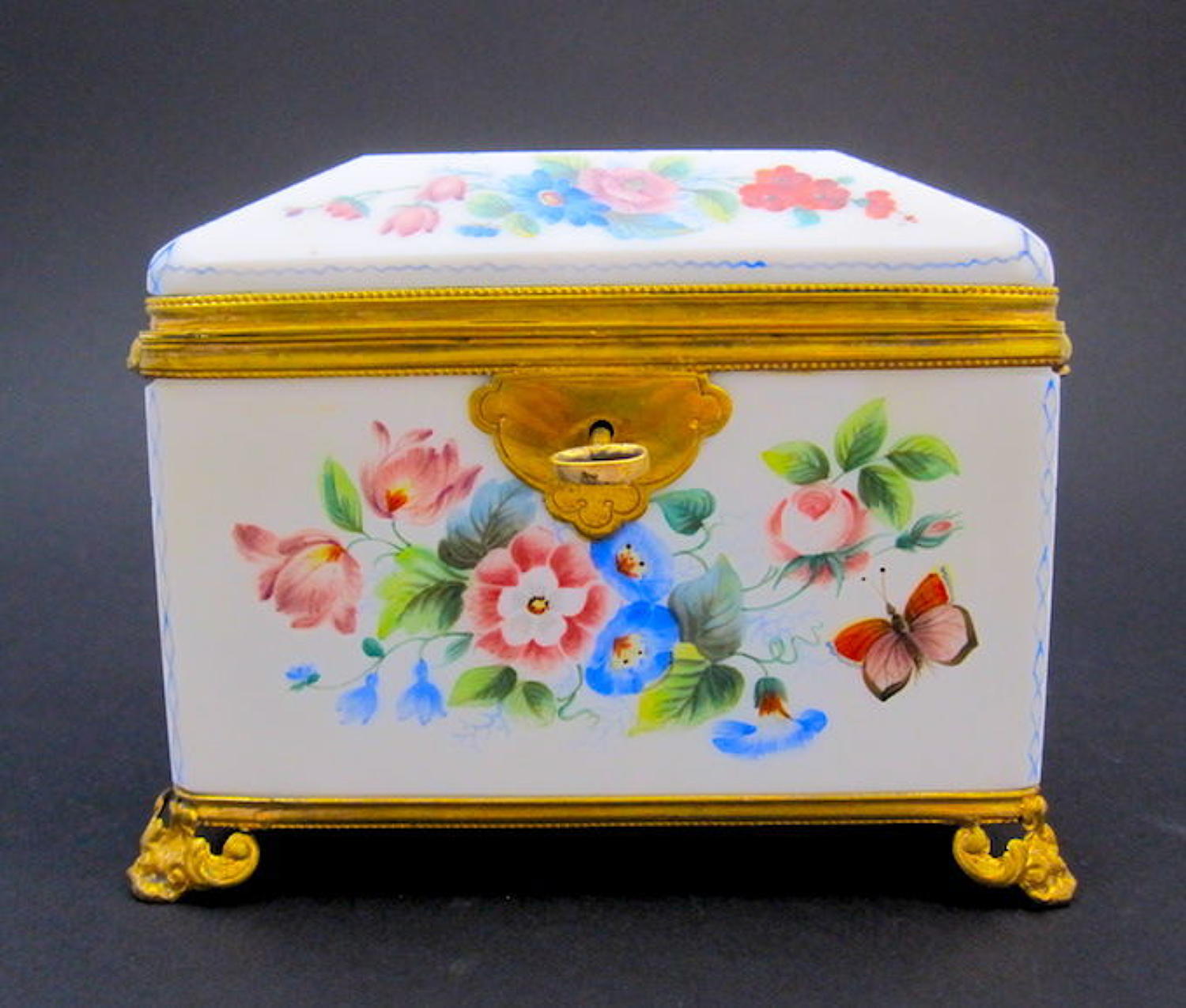 Antique BACCARAT Opaline Glass Casket Box
