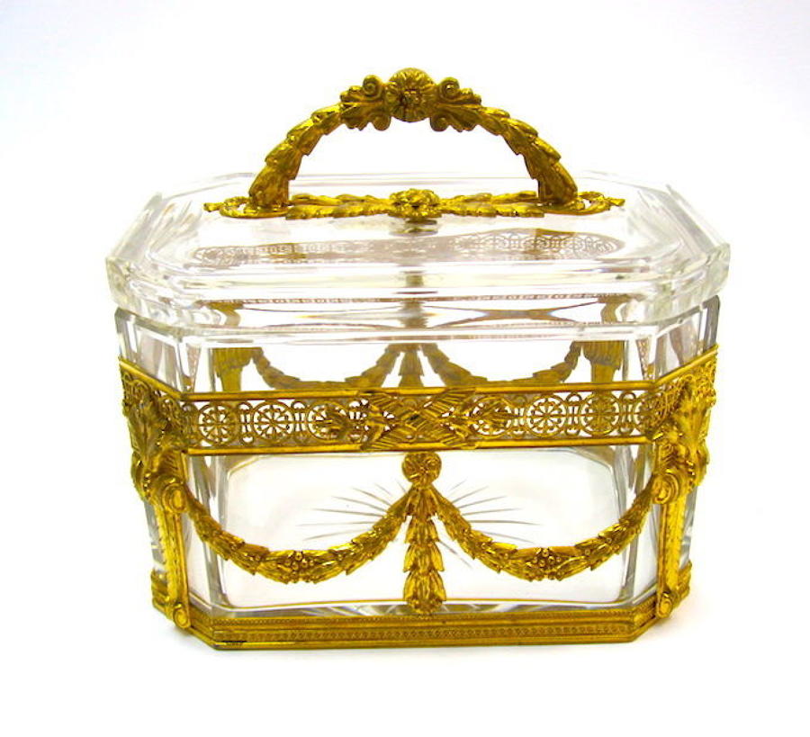High Quality French Napoleon III Dore Bronze and Crystal Casket