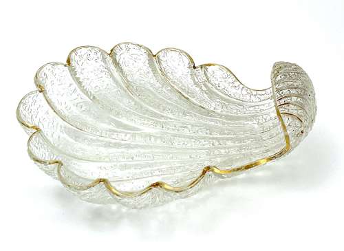 A Set of 3 Antique Cut Crystal Glass Shell Shaped Dishes