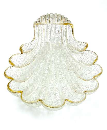 A Set of 3 Antique Cut Crystal Glass Shell Shaped Dishes