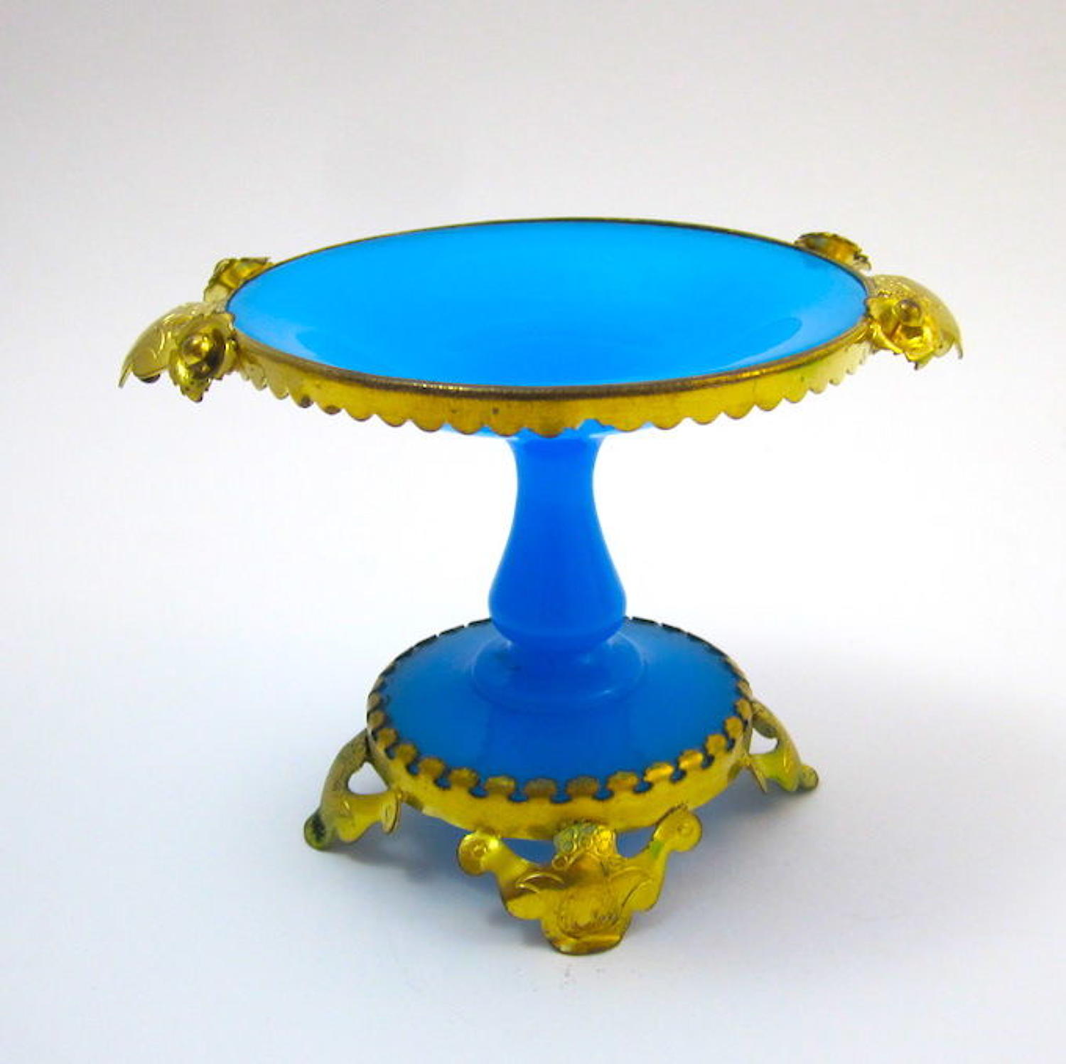 Antique French Palais Royal Blue Opaline Glass Bowl