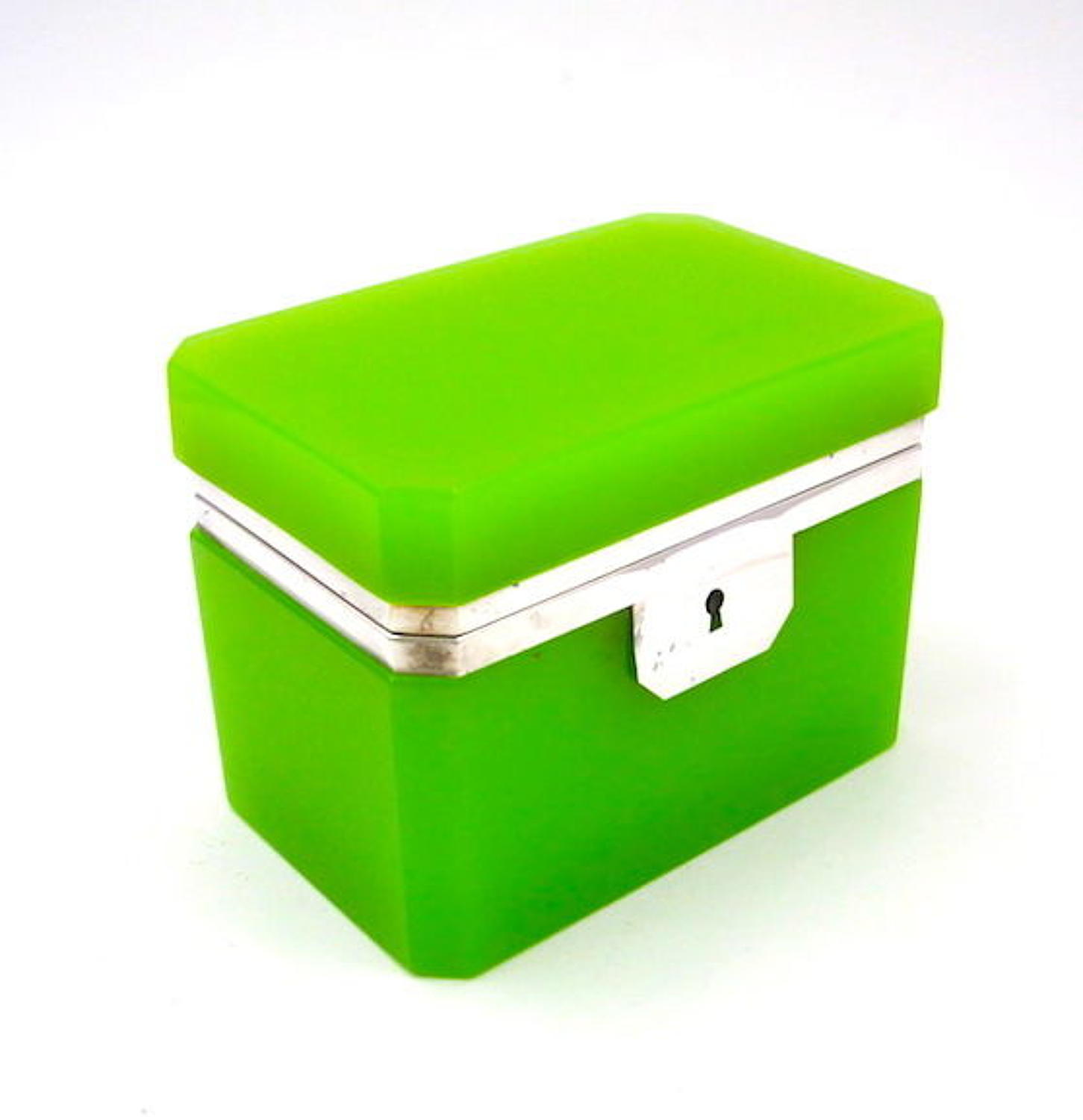 Vintage Italian Murano Green Opaline Glass Casket Box