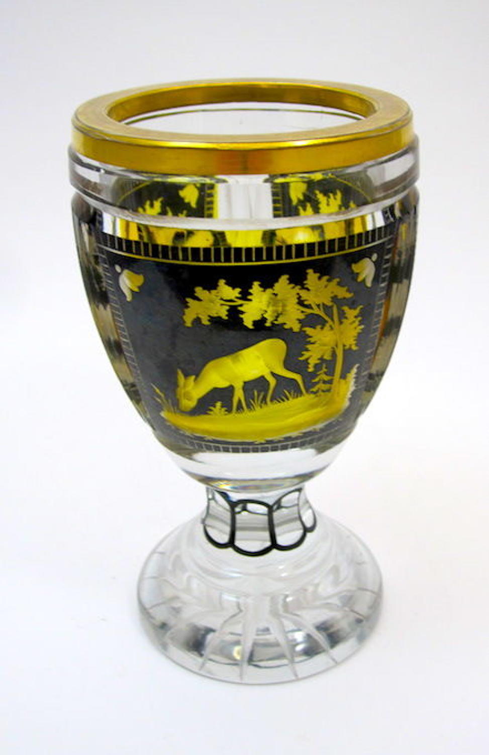 Antique Bohemian Engraved Glass Beaker