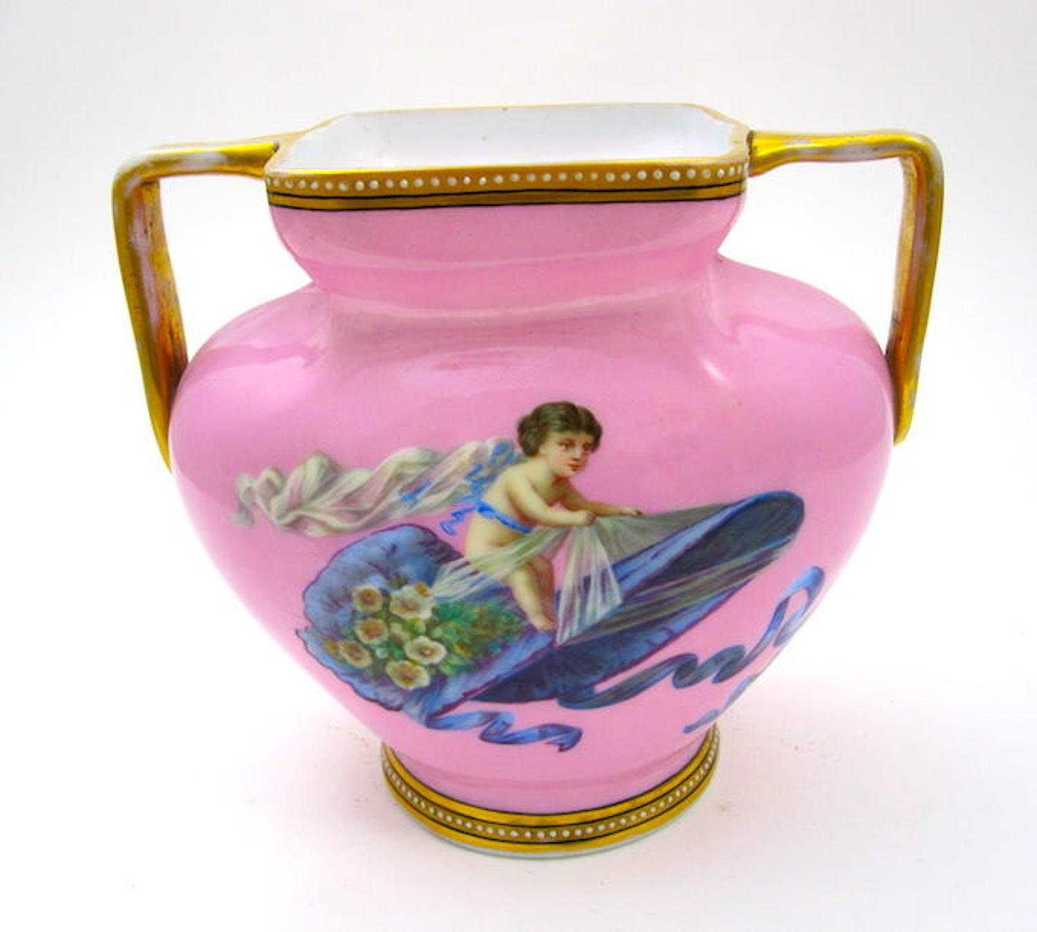 Antique French Pink Opaline Vase