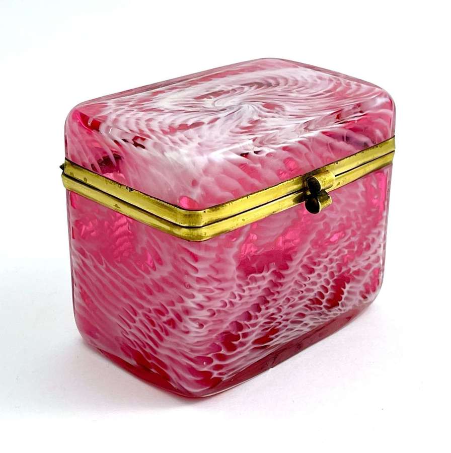 RARE Antique French Clichy Pink Cranberry Glass Casket