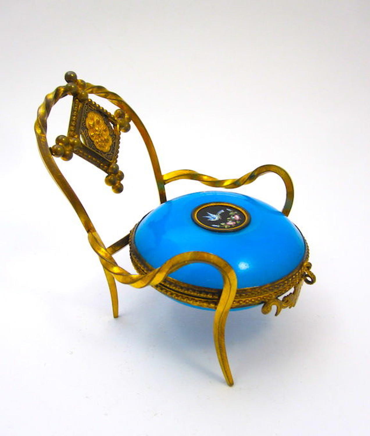 Antique French Palais Royal Blue Opaline Glass Ring Holder