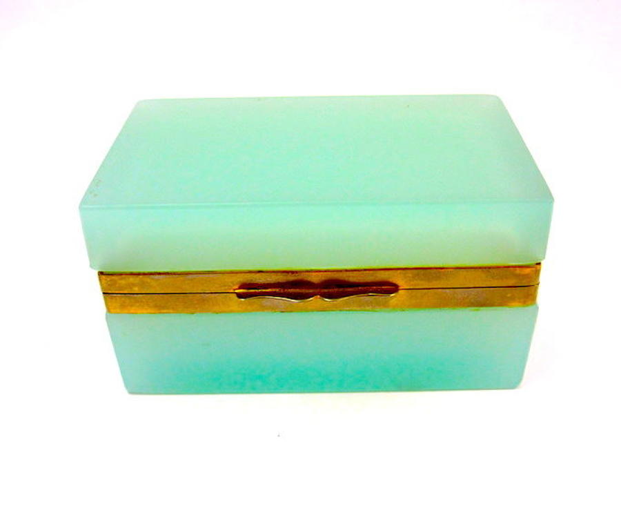 Antique Murano Mint Opaline Glass Casket Box