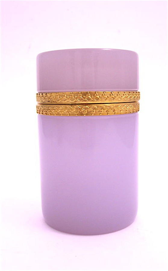 Antique Cylindrical Pink Alexandrite Glass Casket Box