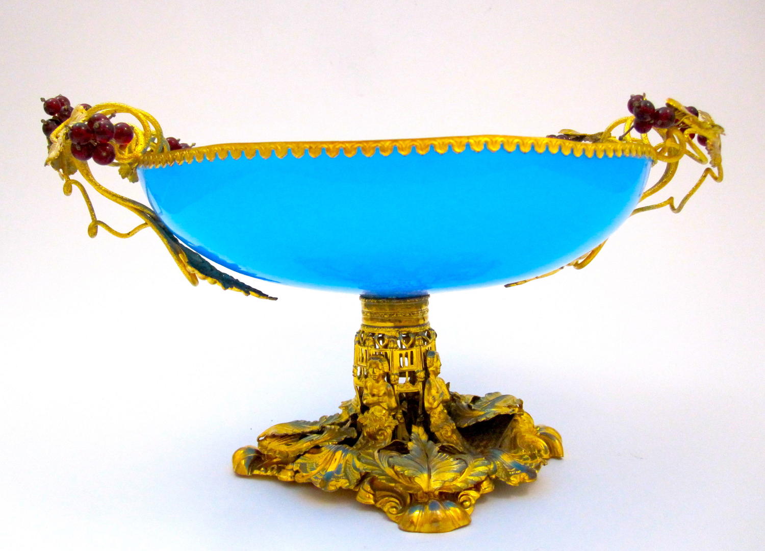 Large Antique Palais Royal Blue Opaline Glass Bowl