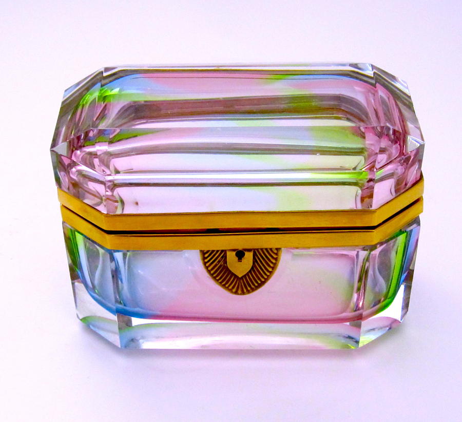 Vintage Italian Murano 'Rainbow' Glass Casket Box with Smooth Mounts