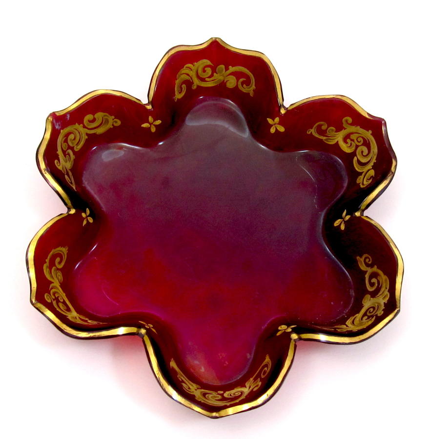 Antique Bohemian Ruby Red Glass Plate