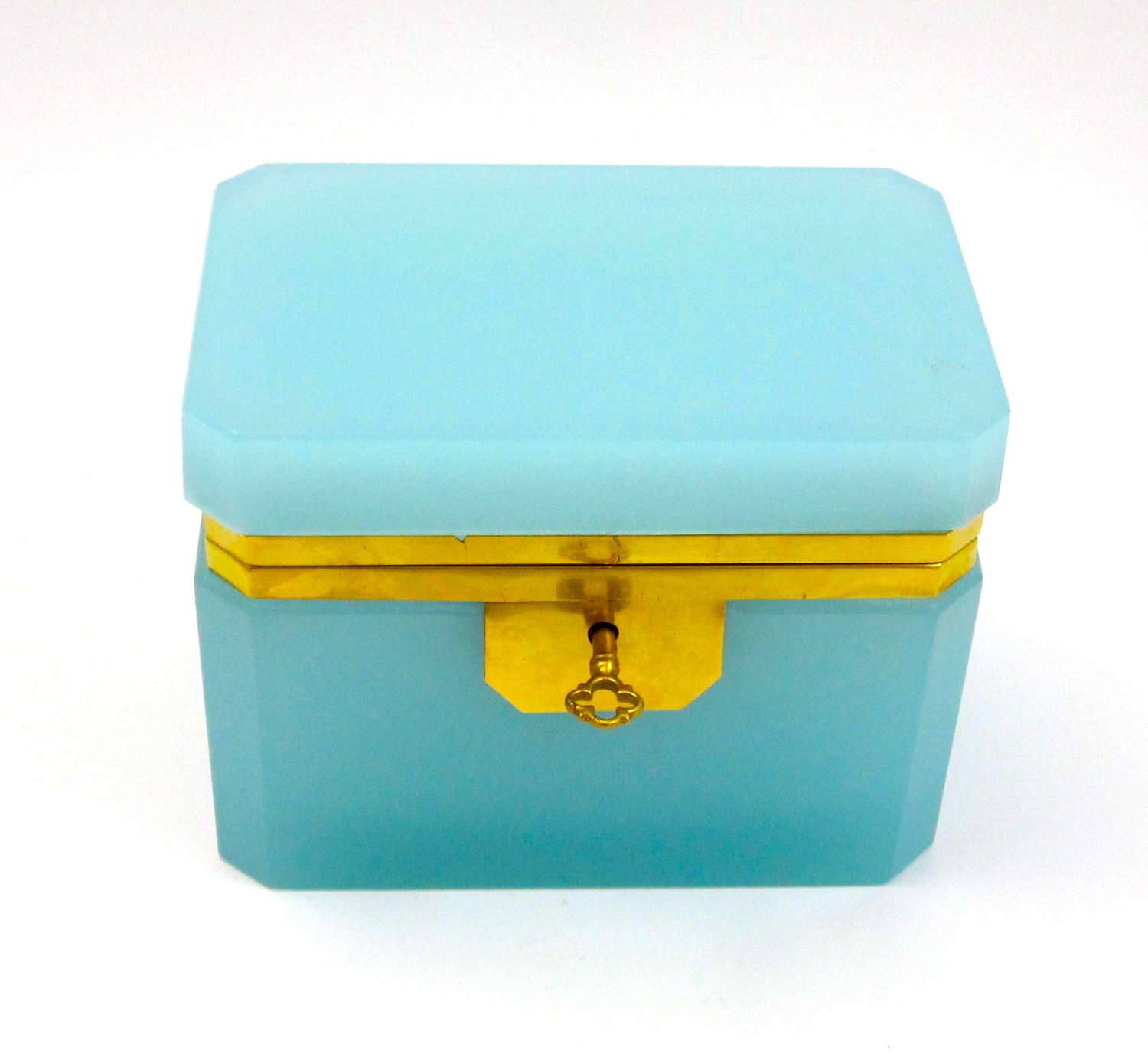 Rare Vintage Italian Murano Aqua Turquoise Blue Glass Casket Box