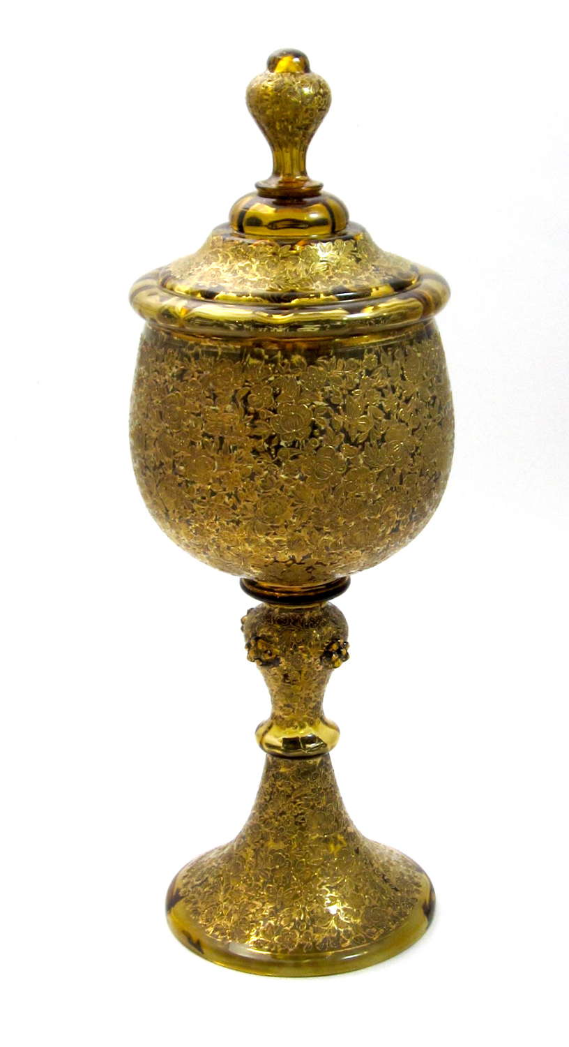 Antique Bohemian MOSER Goblet and Cover