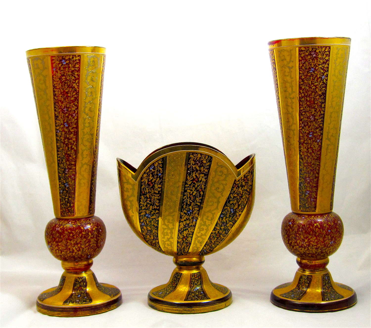 Rare Monumental Museum Quality MOSER Ruby Red Enamelled Set