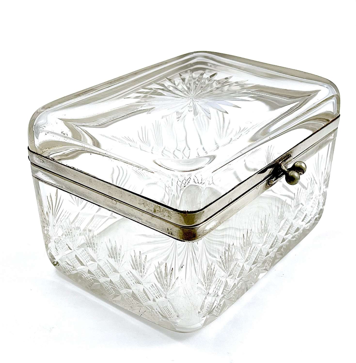 Antique French Cut Crystal Glass Casket
