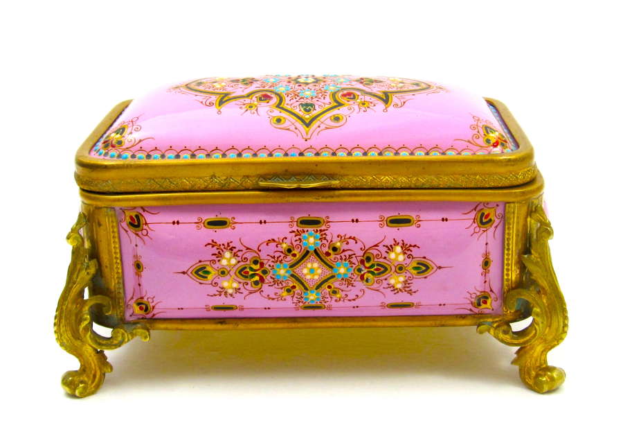 A Superb Antique Tahan Pink Jewel Casket