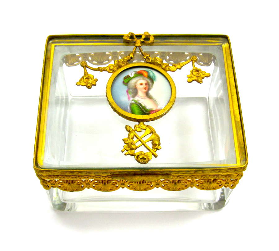 A Fine Palais Royal Dore Bronze and Crystal Casket with Miniature