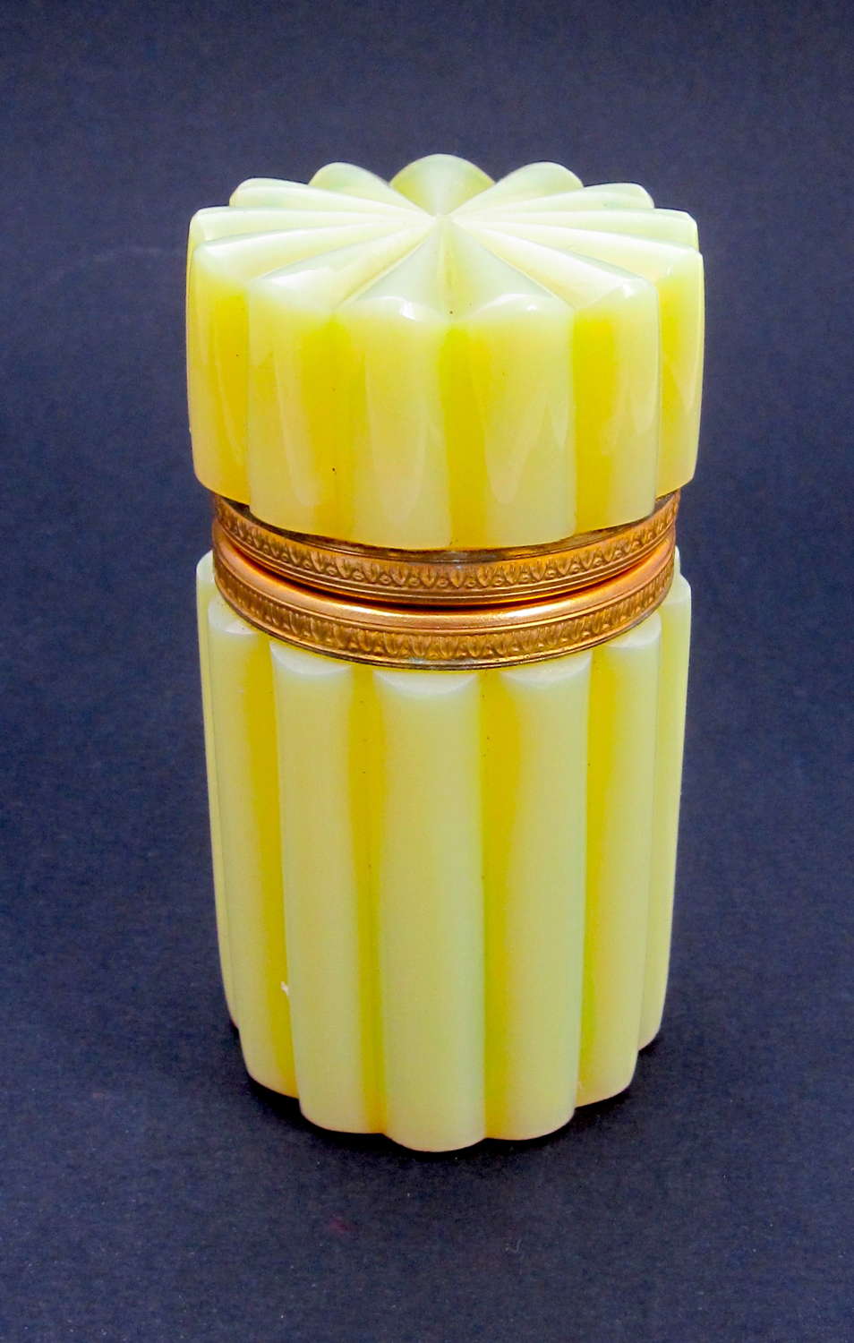 Rare Antique French Yellow Opaline Glass Casket