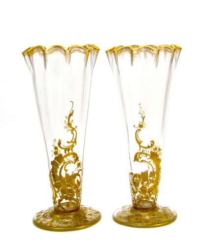 Pair of Antique St Louis Gilded Crystal Vases