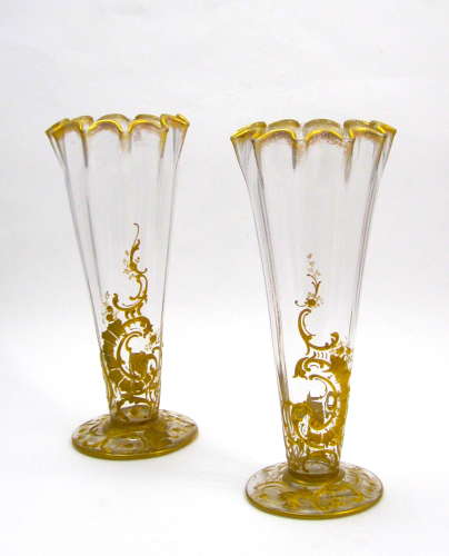 Pair of Antique St Louis Gilded Crystal Vases