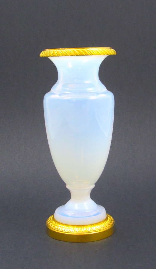 Antique French White Opaline 'Bulle de Savon' Glass Vase
