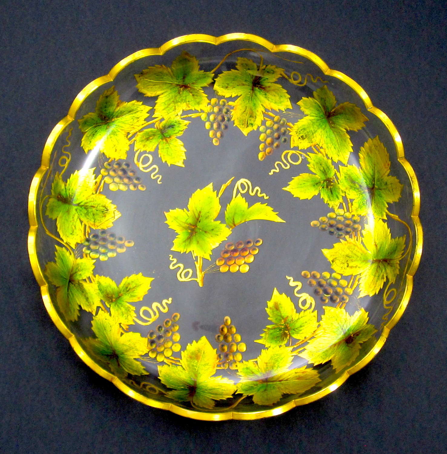 Large Stunning Antique Bohemian MOSER Enamelled Plate