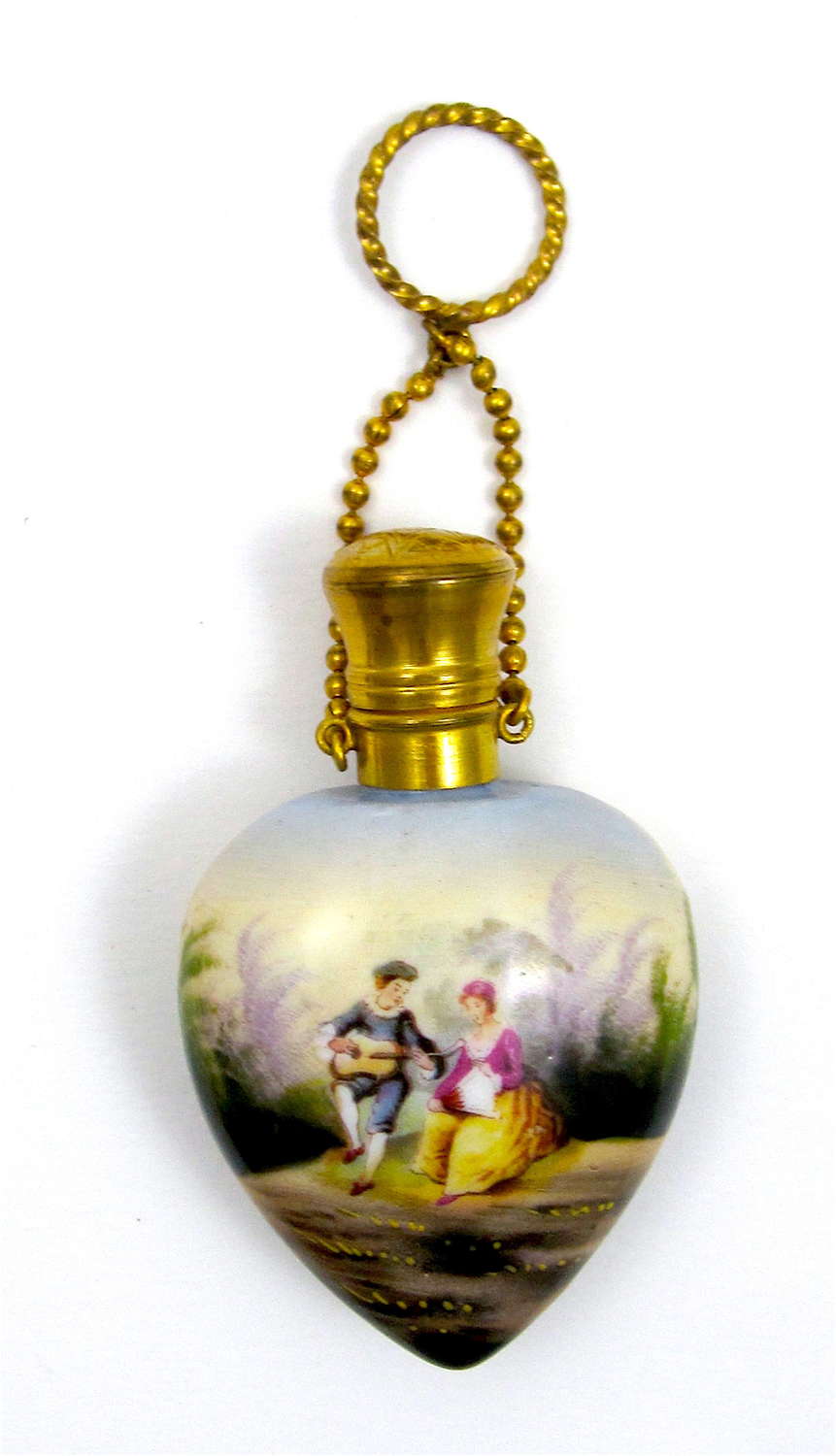 A High Quality Antique Heart Shaped French Porcelain Perfume
