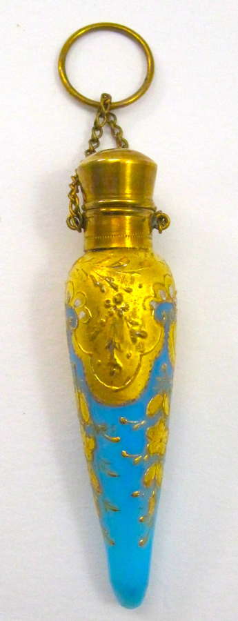 Antique MOSER Turquoise Opaline Glass Icicle Shaped Perfume Bottle