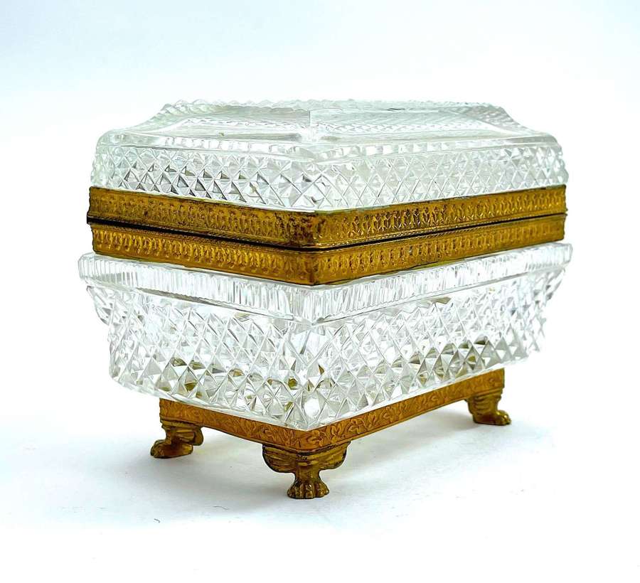 Antique Baccarat Rectangular Cut Crystal Jewellery Casket Box