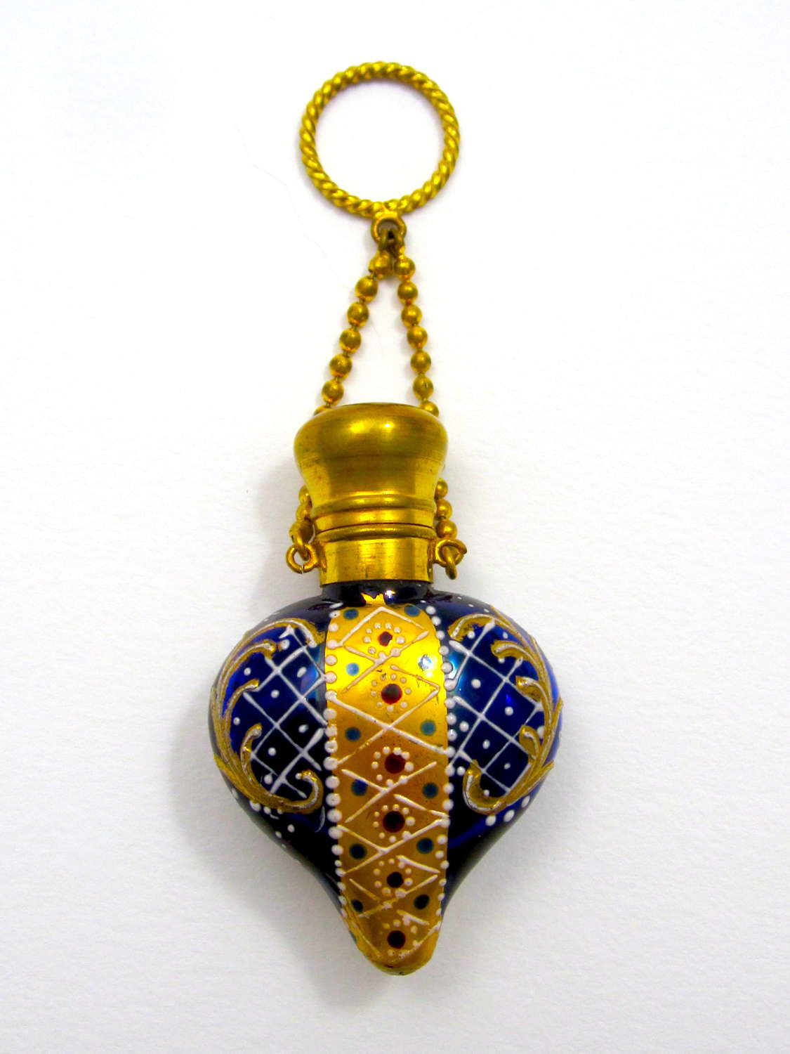 Rare Antique Moser Heart Shaped Perfume Bottle