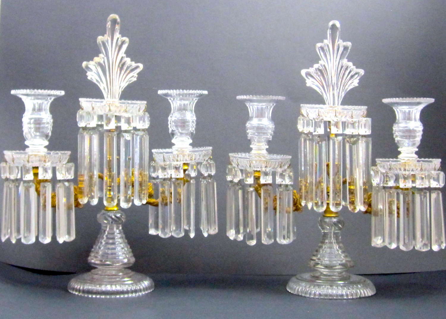 A Tall Pair of Antique BACCARAT Two Branch Candelabra