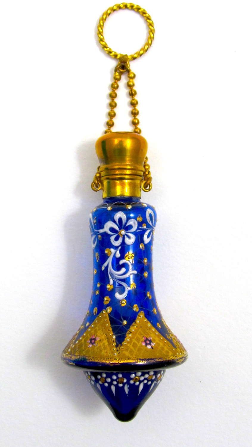 Rare Antique MOSER Bell Shaped Perfume Bottle Chatelaine
