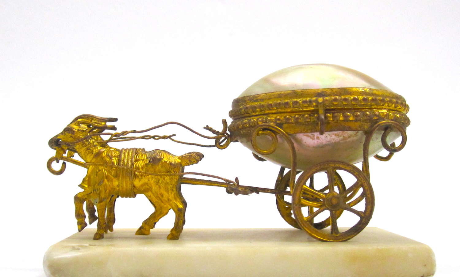Antique Palais Royal Mother of Pearl Egg Cart Thimble Holder