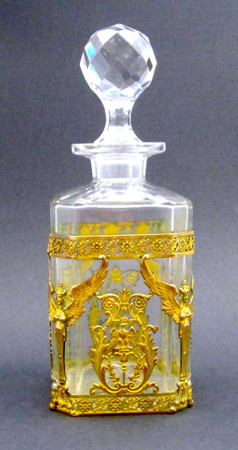 Large Antique Napoleon III Cut Crystal Perfume Bottle