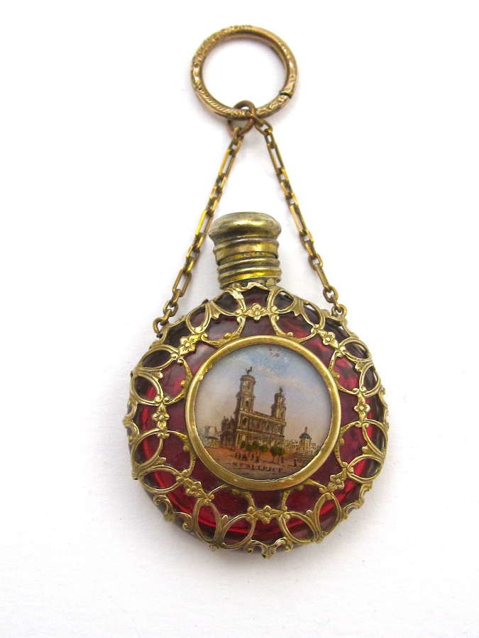 Antique Palais Royal Ruby Red Glass Scent Bottle
