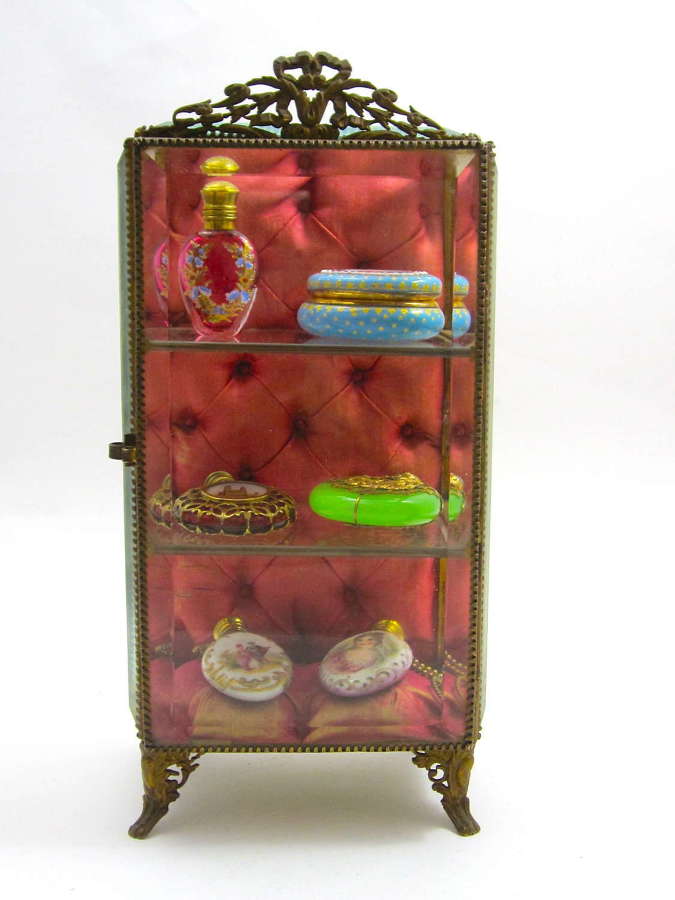 Antique French Vitrine Box with a Beveled Glass Door and 3 Shelves