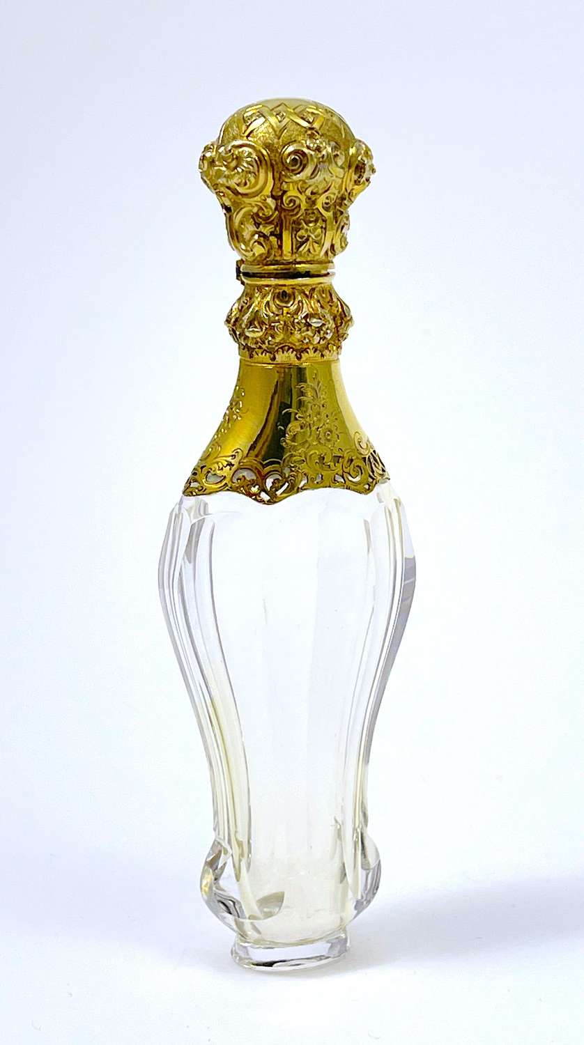 Exquisite Fine Quality Antique French Crystal and Silver Gilt Perfume