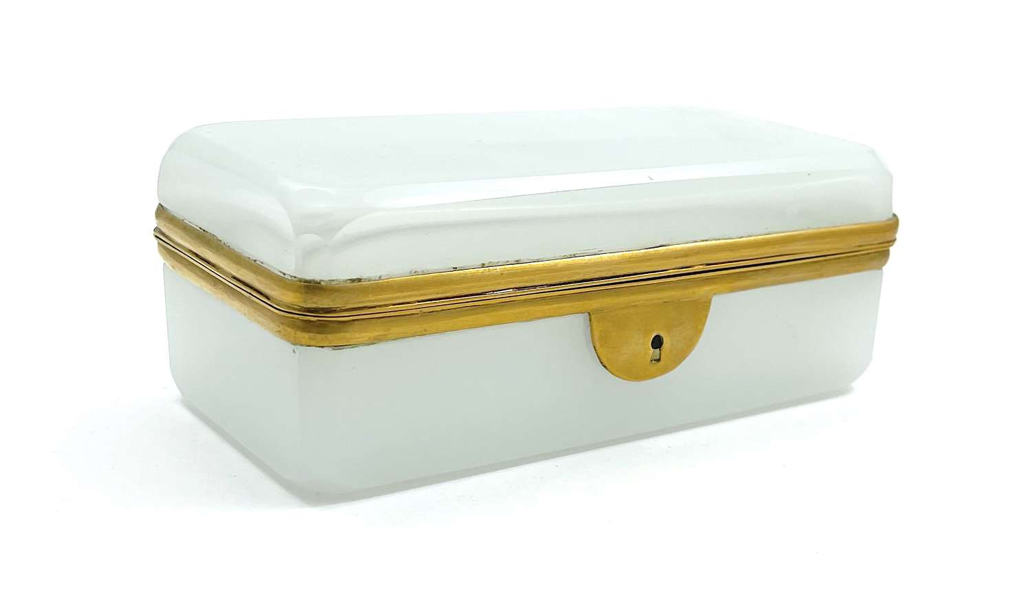 Antique French White Opaline Glass Casket
