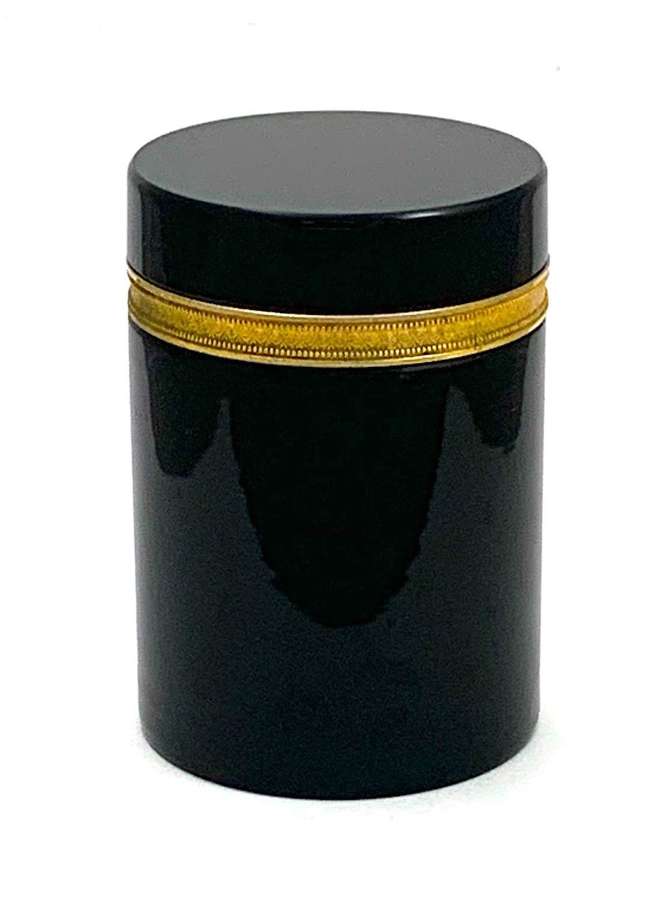 Large Elegant Antique Murano Black Opaline Glass Casket Box