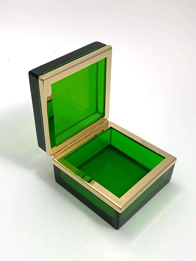 Vintage Murano Emerald Green Glass Casket Box