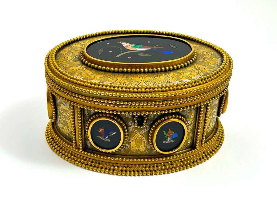 Antique Tahan Paris, Pietra Dura Jewellery Casket Box