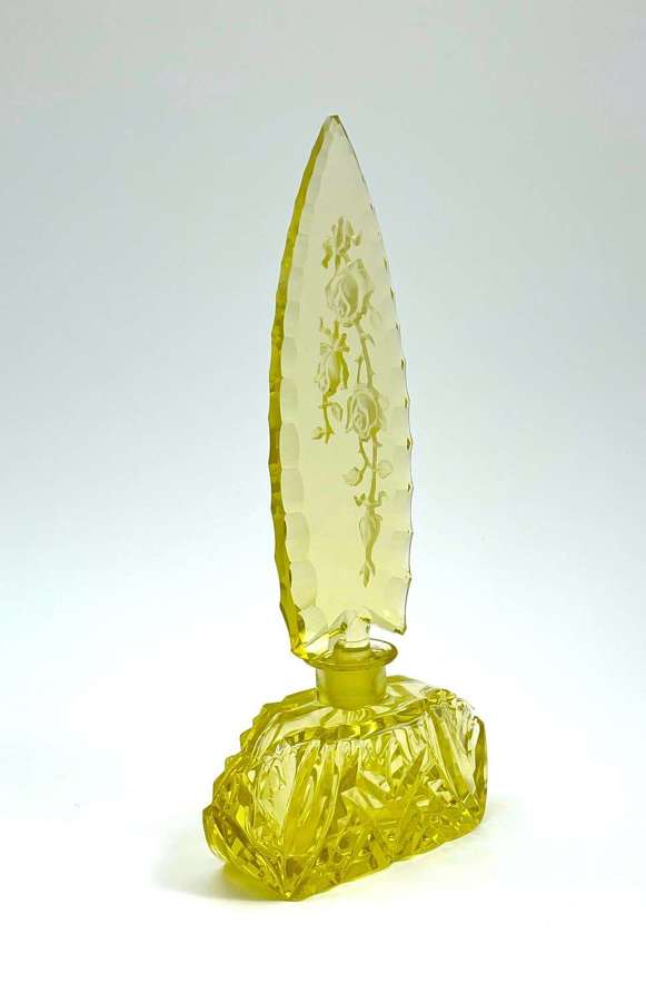 A Jazz Age Art Deco Citrine Crystal Perfume Bottle