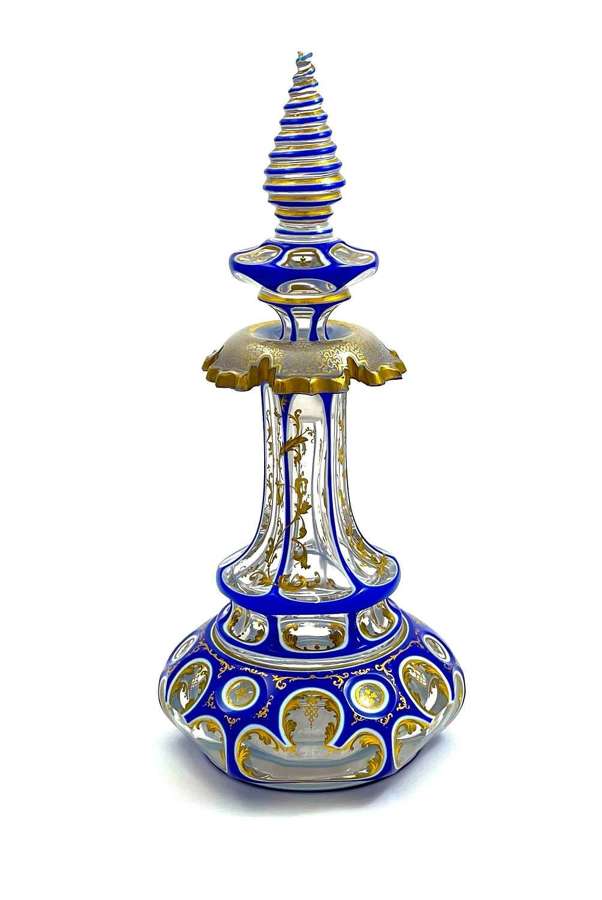 Exquisite, Striking and Fine Quality Bohemian Overlay Perfume Bottle