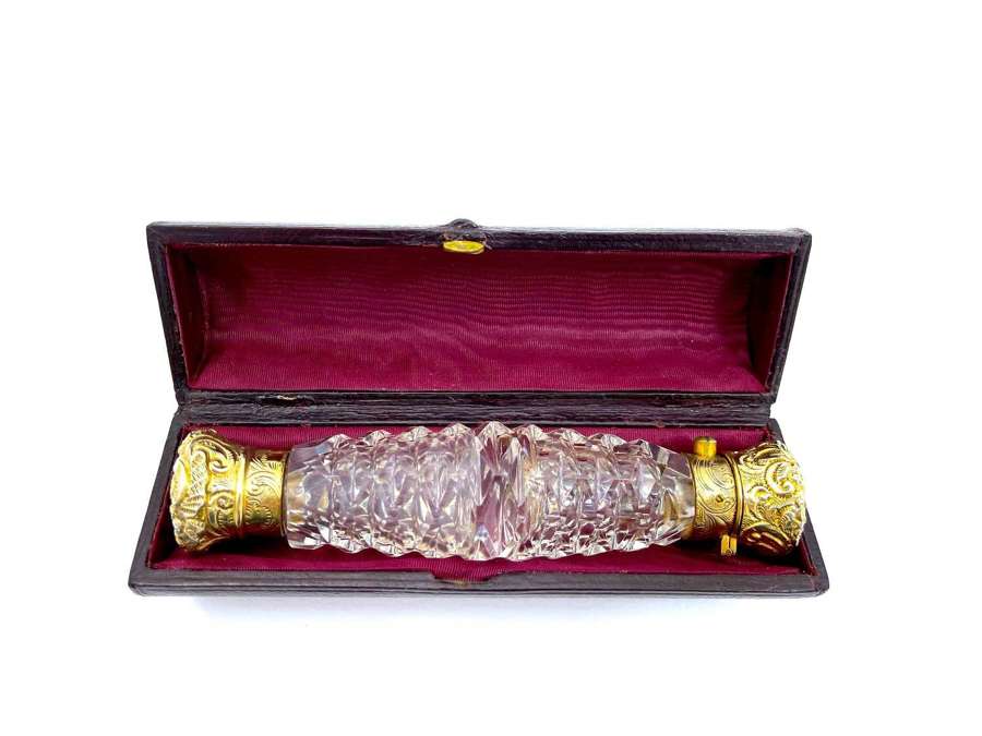 Exceptional Antique Double Ended Perfume Bottle & Silver Gilt Mounts