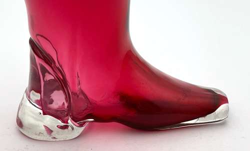 Antique Whimsical Cranberry Glass Boot Drinking Vessel