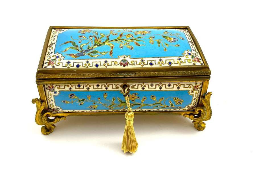 Antique French Tahan Champlevé Jewellery Box
