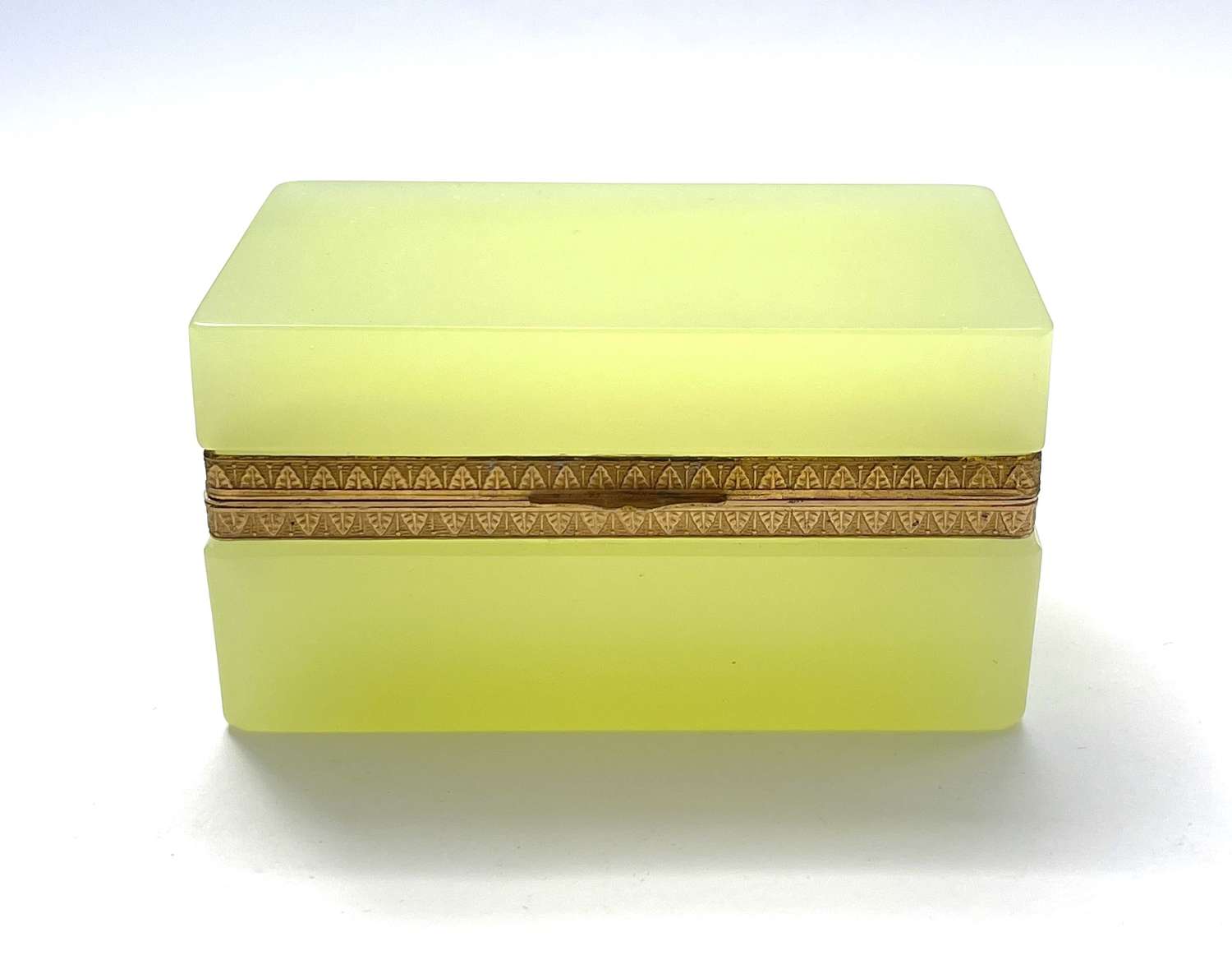Antique Murano Yellow Opaline Glass Rectangular Casket Box