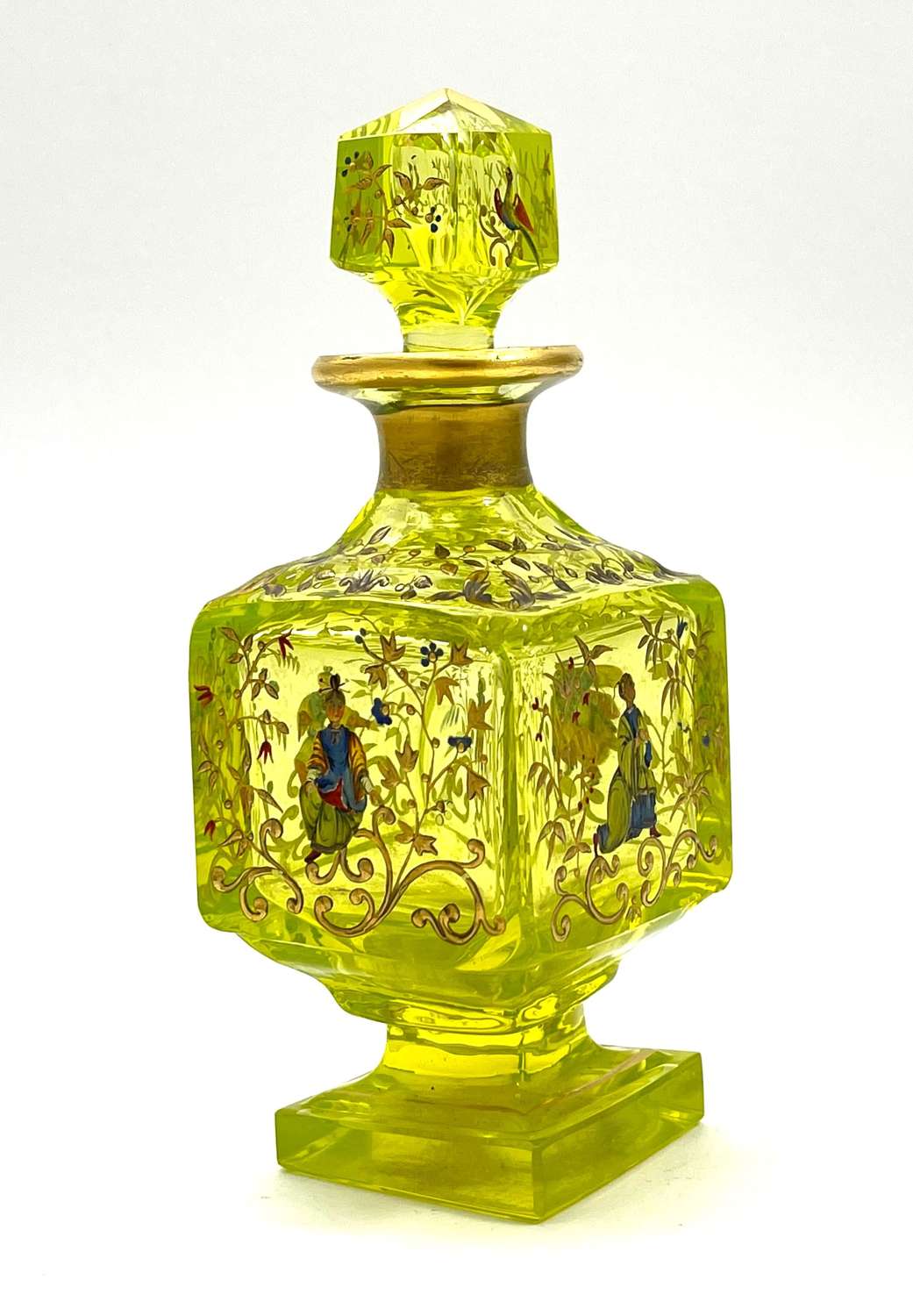Rare Antique Bohemian Ouraline Glass Perfume Bottle