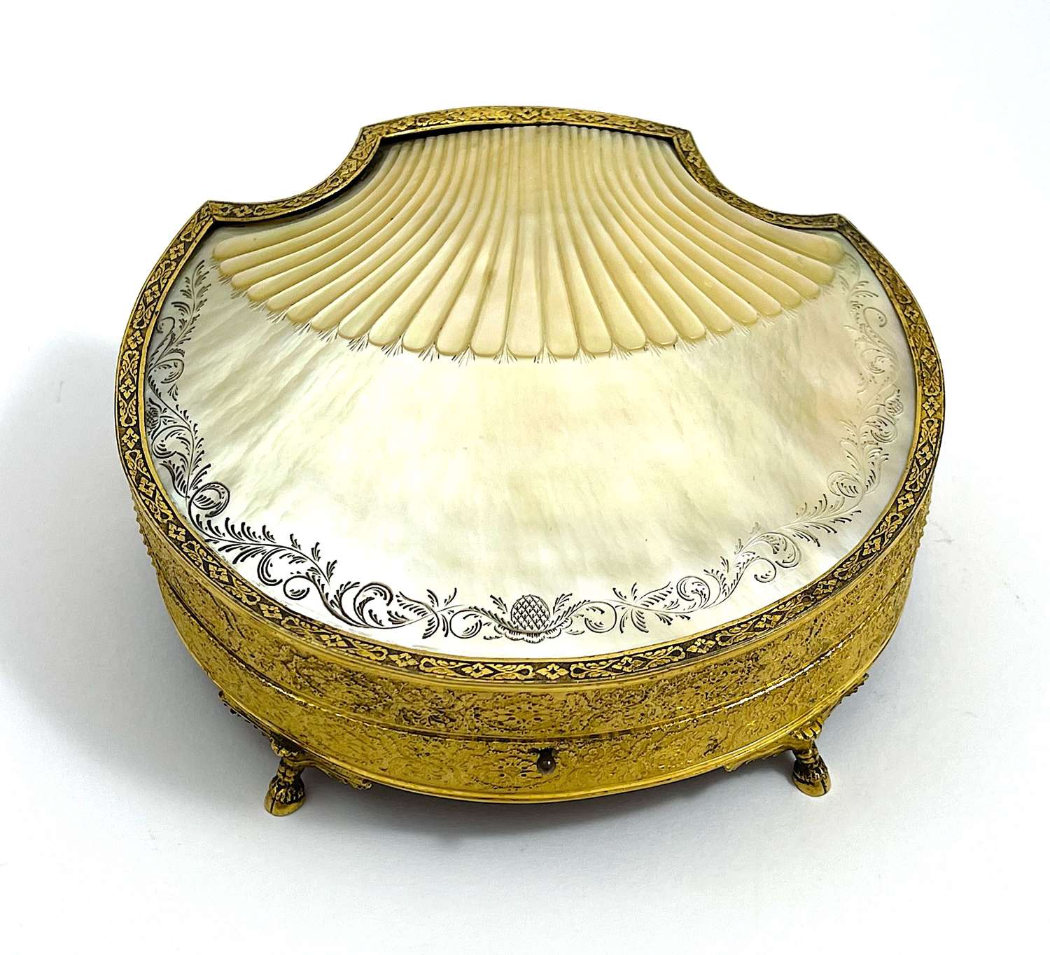 An Exceptional Palais Royal Shell Shaped Mother of Pearl Casket