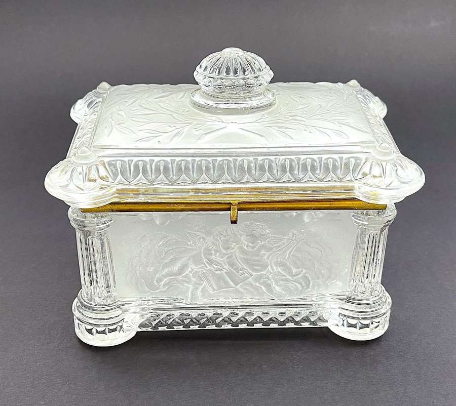 Antique Baccarat Frosted Crystal Glass Casket Circa.1875